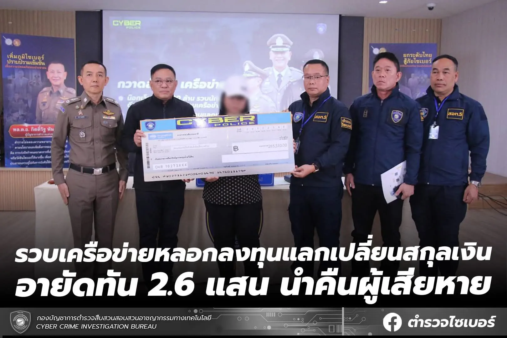 ภาพข่าว ตร.ไซเบอร์รวบเครือข่ายหลอกลงทุนแลกเปลี่ยนสกุลเงิน อายัดทัน ๒.๖ แสน นำคืนผู้เสียหาย - TIGER NEWS REPORT