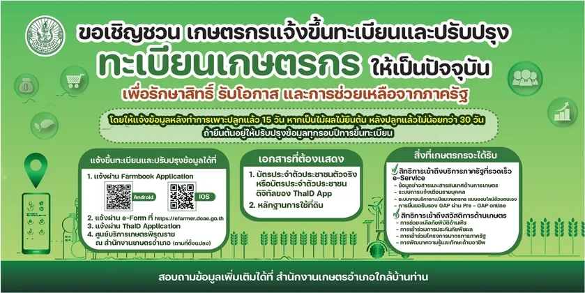 เกษตรอุบลฯ เชิญชวนขึ้นทะเบียนเกษตรกรให้เป็นปัจจุบัน